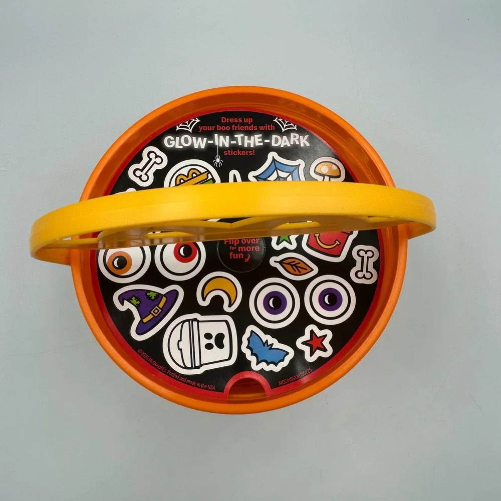 NEW! 2025 McDonald's Happy Meal BOO Bucket Orange Halloween‎ Pail with Stickers